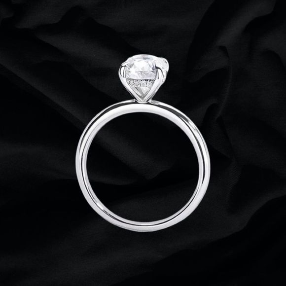 VVS1 Diamond 💎18k Plated 925, 2CT OVAL Moissanite DIAMOND W/HIDDEN HALO - Picture 4 of 9